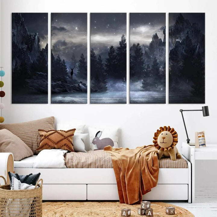 Thrilling Dark Forest Wall Art Canvas Print