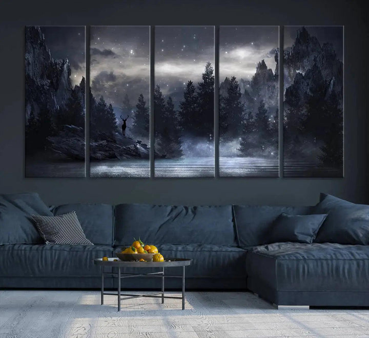 Thrilling Dark Forest Wall Art Canvas Print