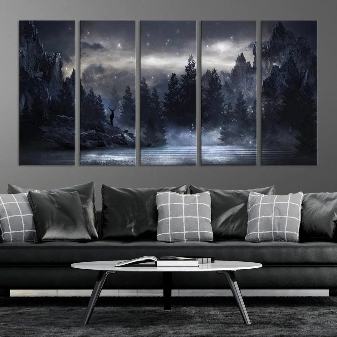 Thrilling Dark Forest Wall Art Canvas Print