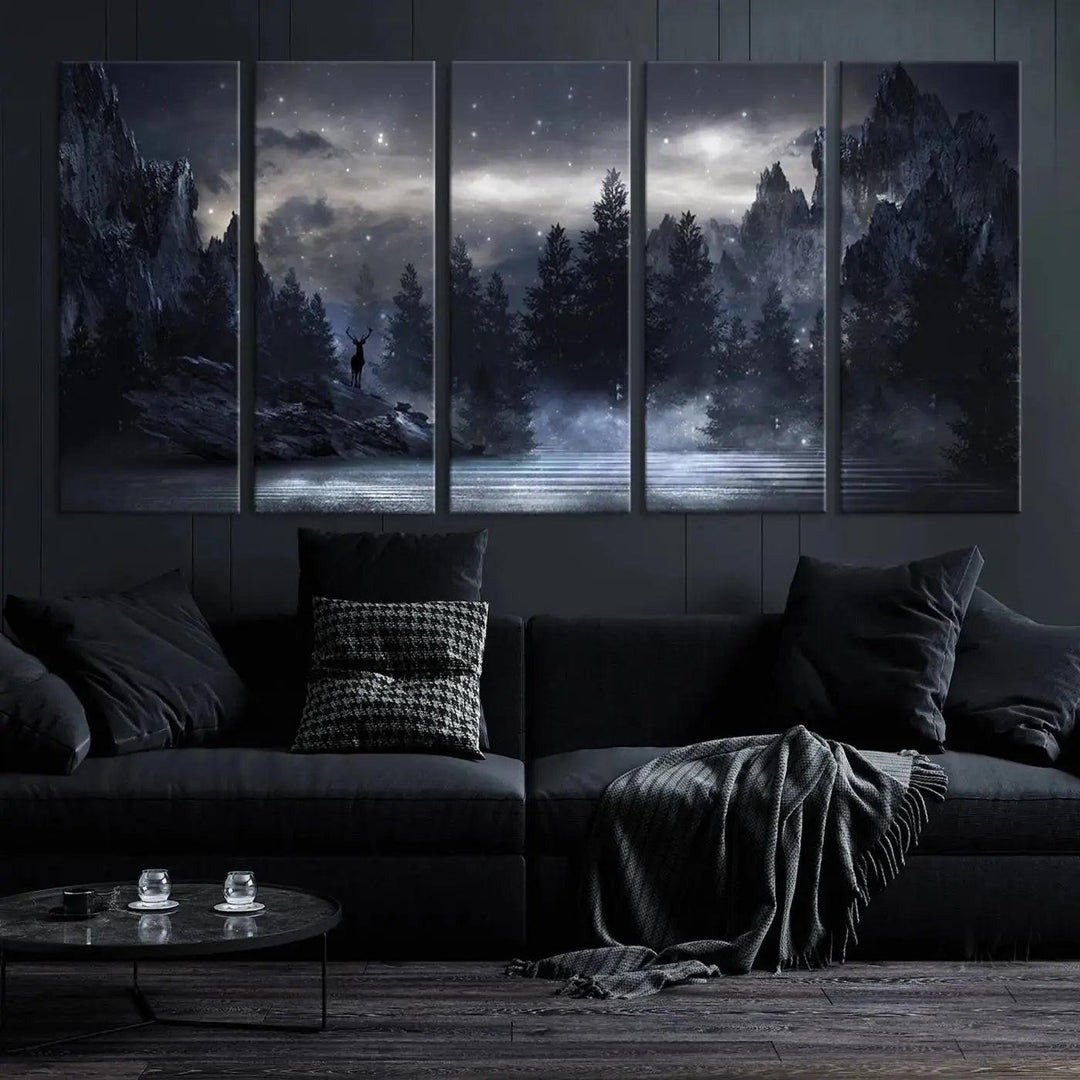 Thrilling Dark Forest Wall Art Canvas Print