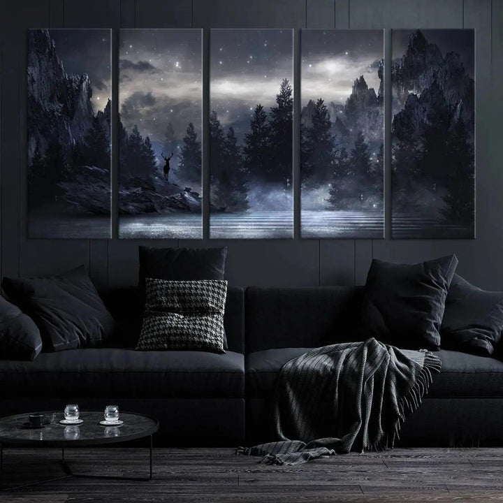 Thrilling Dark Forest Wall Art Canvas Print