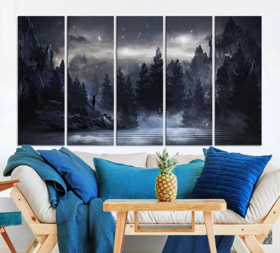 Thrilling Dark Forest Wall Art Canvas Print