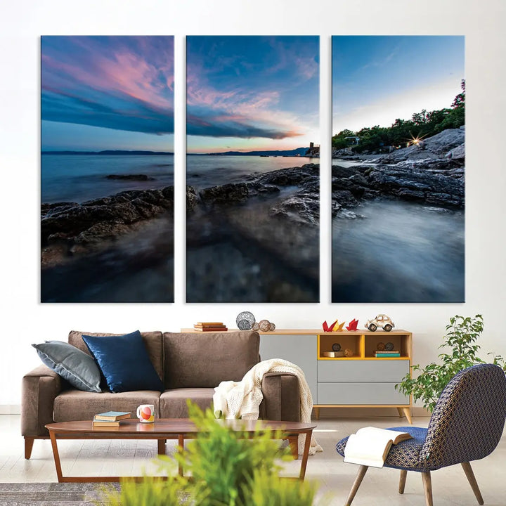 Tropical Beach Large Wall Art Canvas Print Coastal Ocean Printing