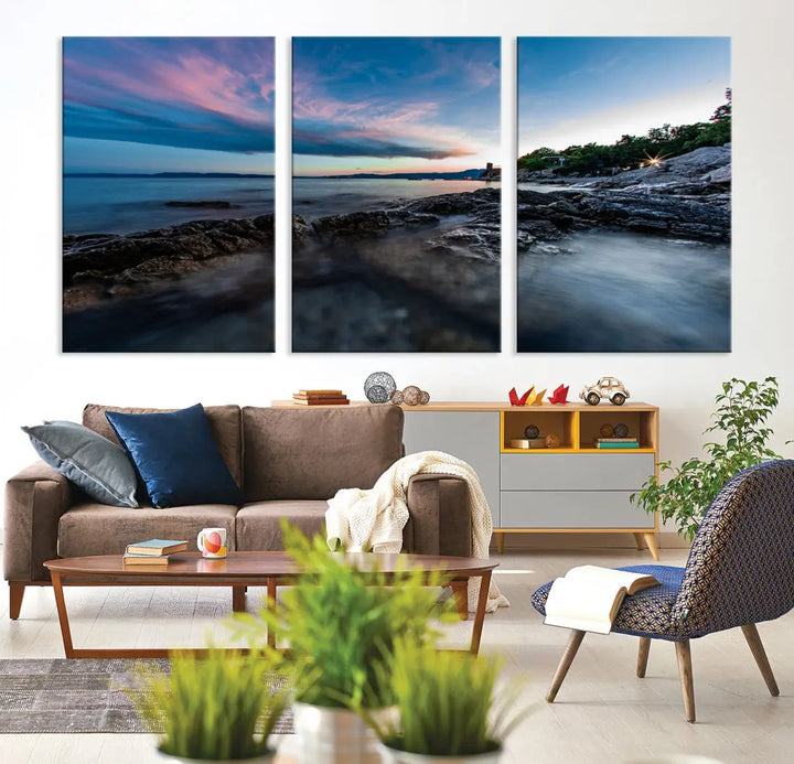 Tropical Beach Large Wall Art Canvas Print Coastal Ocean Printing