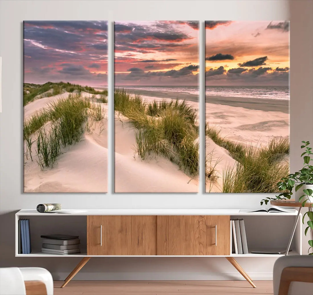 Tropical Beach Ocean Sunset Canvas Wall Art Print Ready to Hang