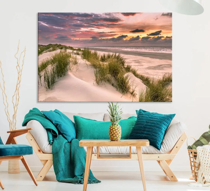 Tropical Beach Ocean Sunset Canvas Wall Art Print Ready to Hang