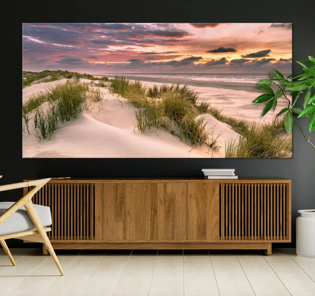 Tropical Beach Ocean Sunset Canvas Wall Art Print Ready to Hang