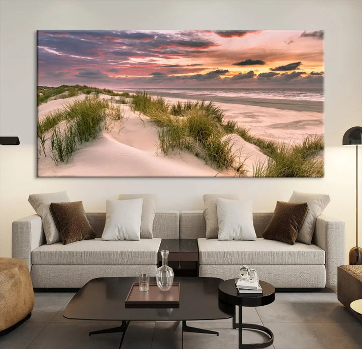 Tropical Beach Ocean Sunset Canvas Wall Art Print Ready to Hang