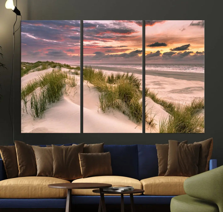 Tropical Beach Ocean Sunset Canvas Wall Art Print Ready to Hang