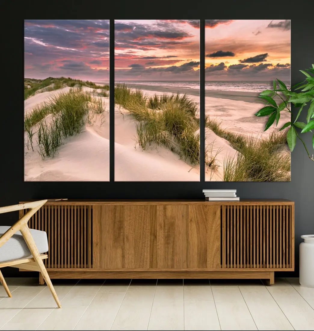 Tropical Beach Ocean Sunset Canvas Wall Art Print Ready to Hang