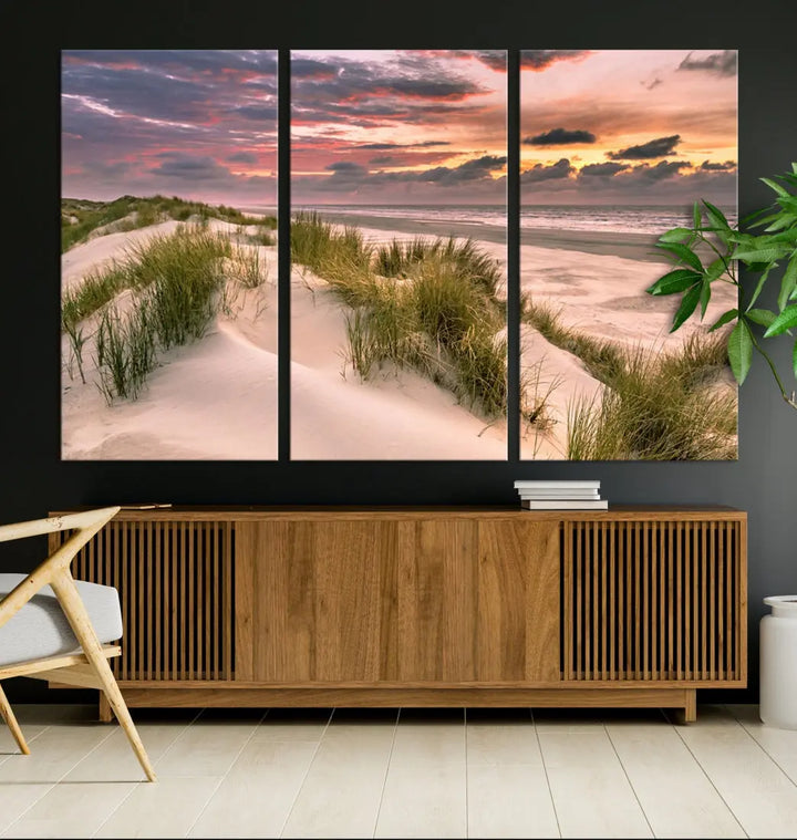 Tropical Beach Ocean Sunset Canvas Wall Art Print Ready to Hang