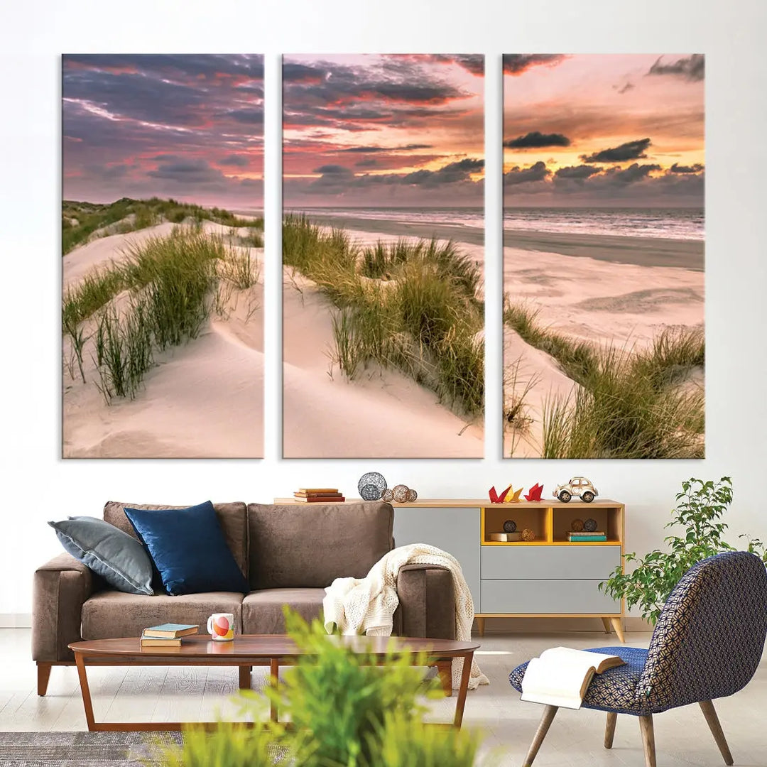 Tropical Beach Ocean Sunset Canvas Wall Art Print Ready to Hang