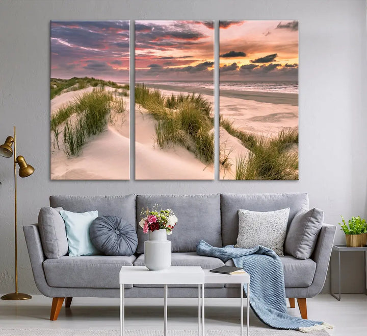 Tropical Beach Ocean Sunset Canvas Wall Art Print Ready to Hang