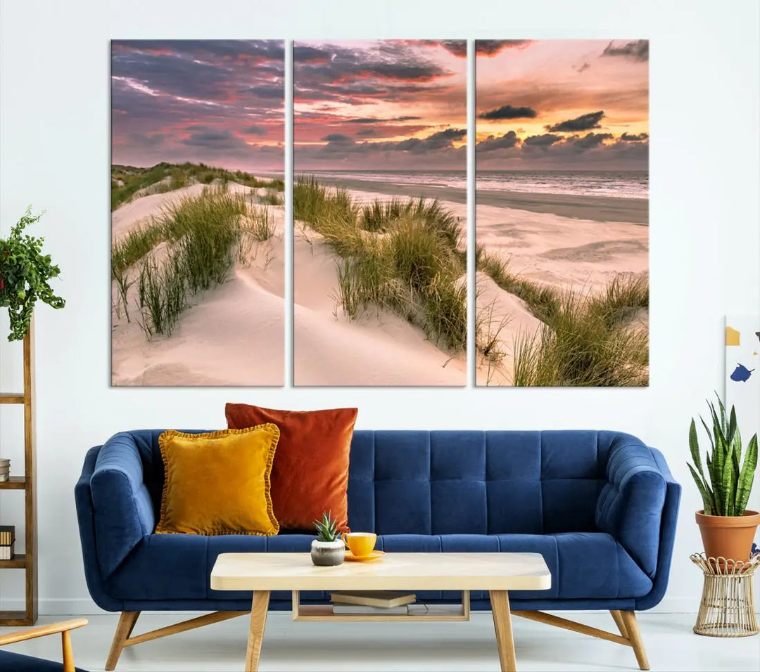 Tropical Beach Ocean Sunset Canvas Wall Art Print Ready to Hang