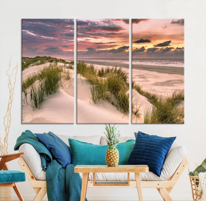 Tropical Beach Ocean Sunset Canvas Wall Art Print Ready to Hang