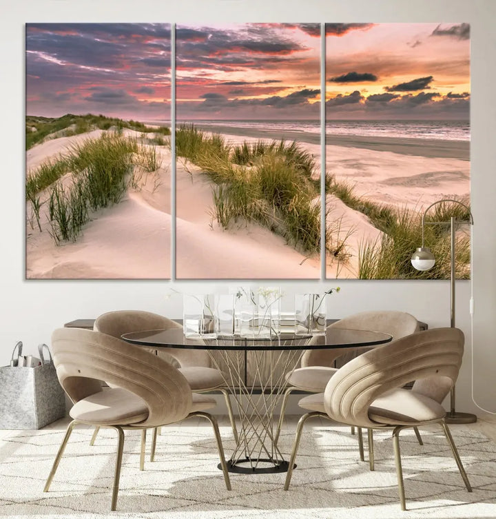 Tropical Beach Ocean Sunset Canvas Wall Art Print Ready to Hang