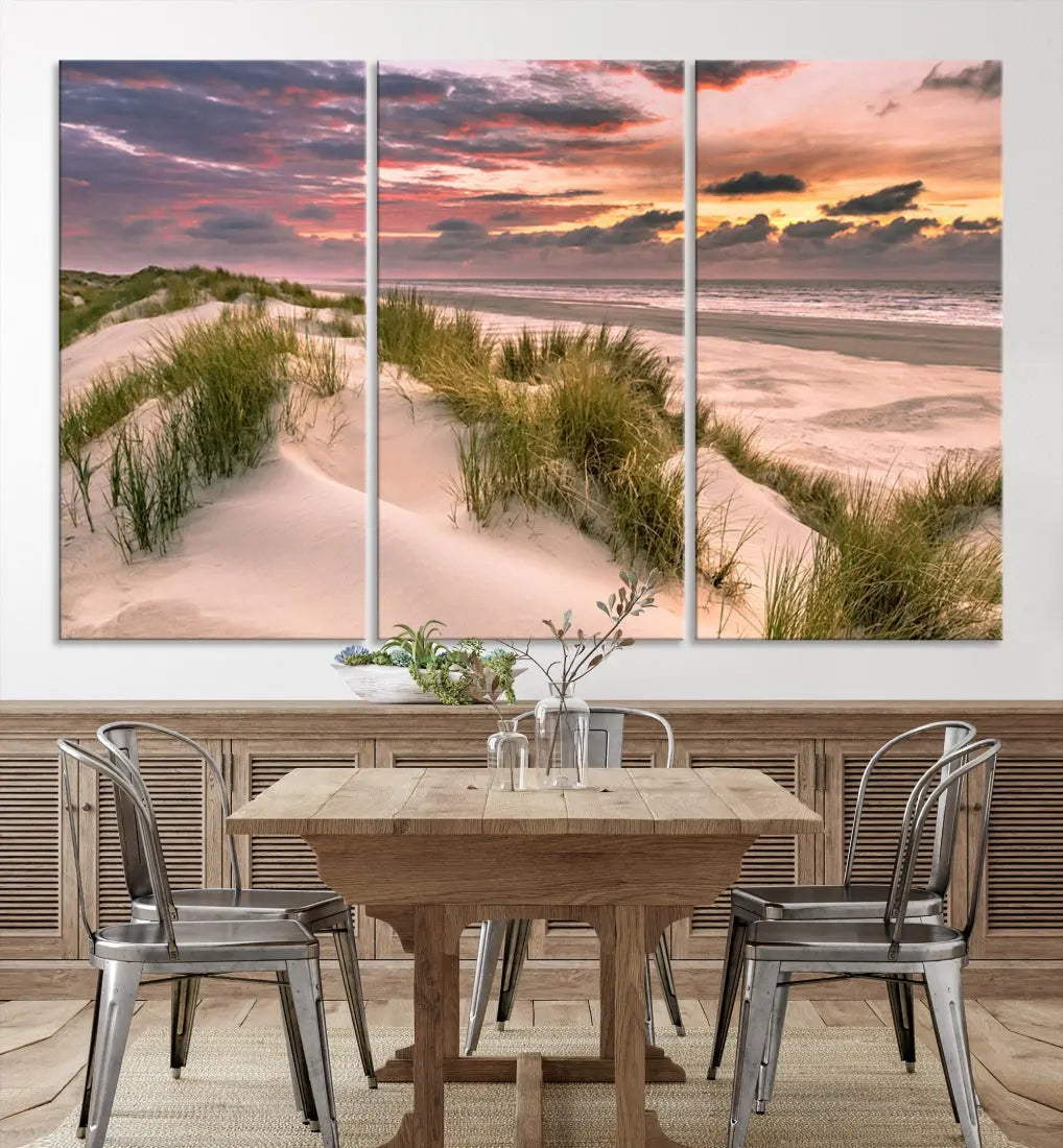 Tropical Beach Ocean Sunset Canvas Wall Art Print Ready to Hang