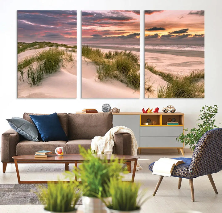 Tropical Beach Ocean Sunset Canvas Wall Art Print Ready to Hang