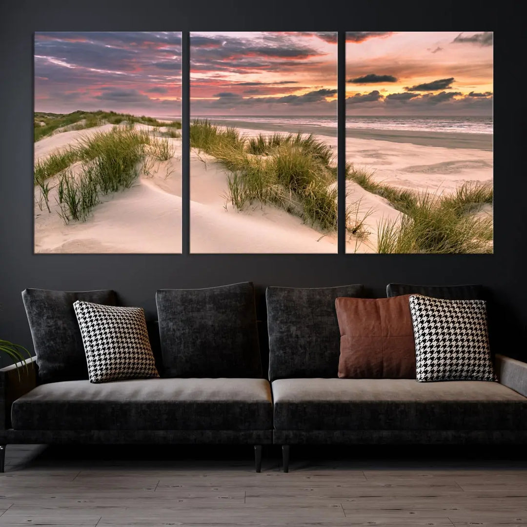 Tropical Beach Ocean Sunset Canvas Wall Art Print Ready to Hang