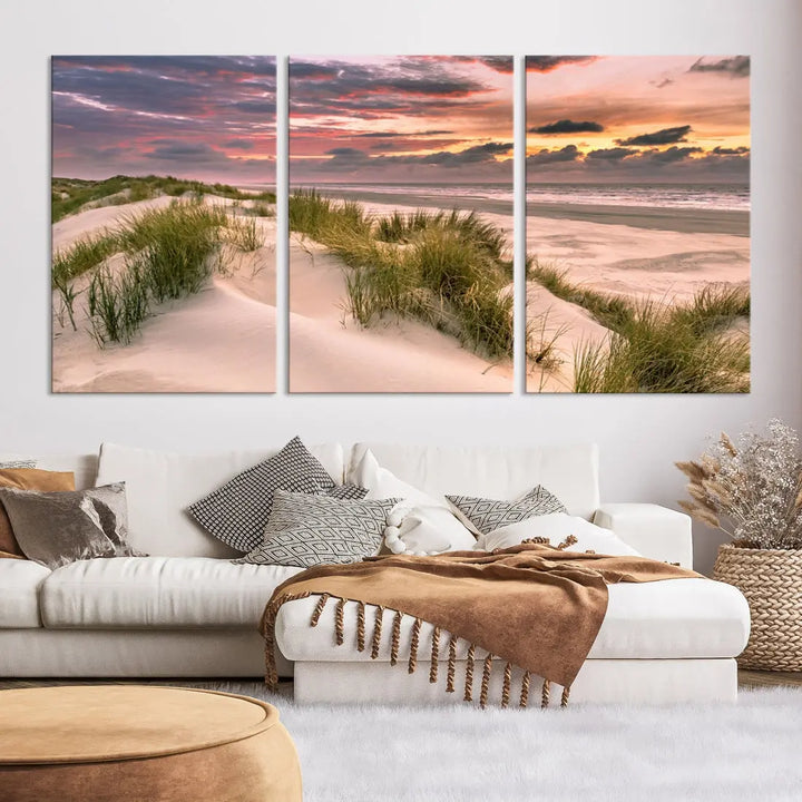 Tropical Beach Ocean Sunset Canvas Wall Art Print Ready to Hang