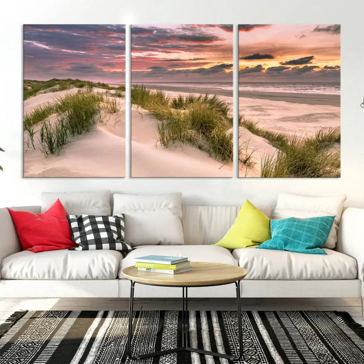 Tropical Beach Ocean Sunset Canvas Wall Art Print Ready to Hang