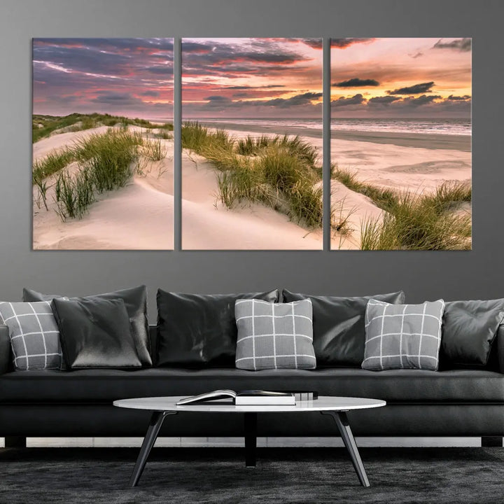 Tropical Beach Ocean Sunset Canvas Wall Art Print Ready to Hang