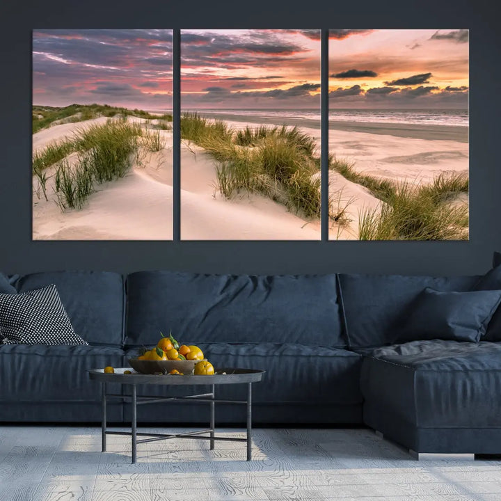 Tropical Beach Ocean Sunset Canvas Wall Art Print Ready to Hang