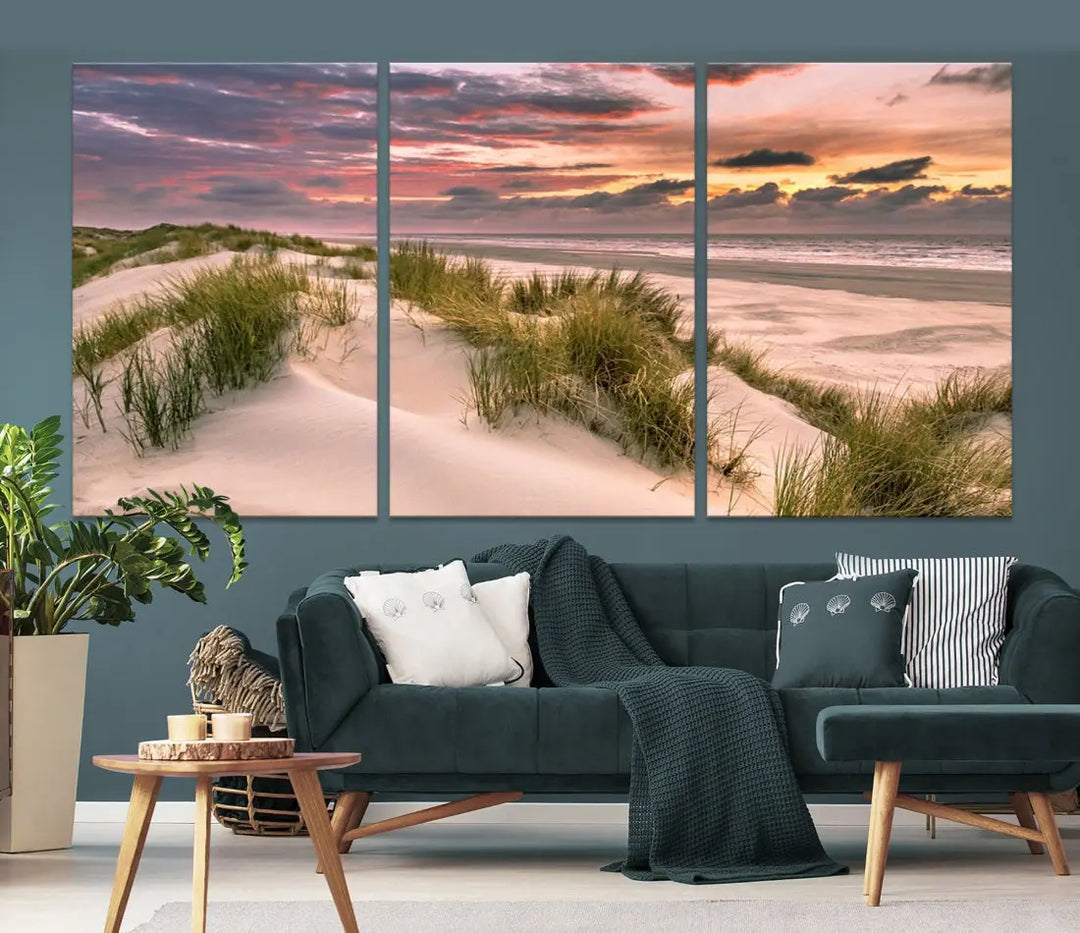 Tropical Beach Ocean Sunset Canvas Wall Art Print Ready to Hang