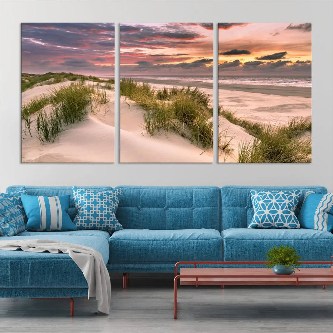 Tropical Beach Ocean Sunset Canvas Wall Art Print Ready to Hang