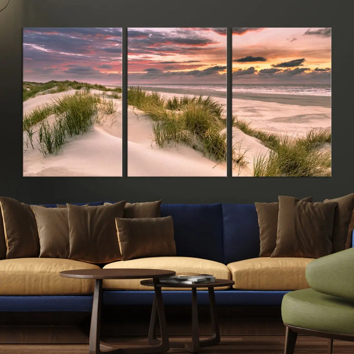 Tropical Beach Ocean Sunset Canvas Wall Art Print Ready to Hang