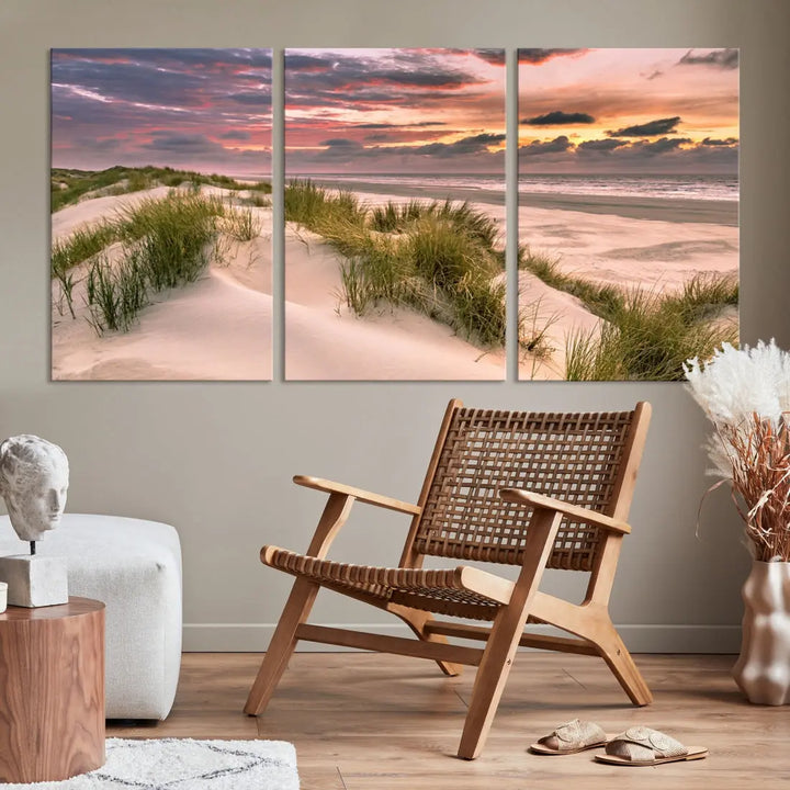 Tropical Beach Ocean Sunset Canvas Wall Art Print Ready to Hang