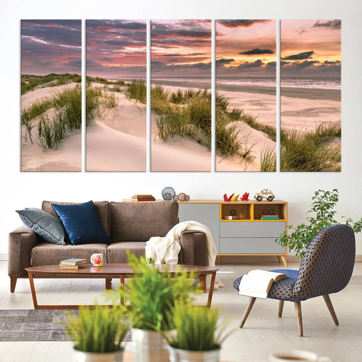 Tropical Beach Ocean Sunset Canvas Wall Art Print Ready to Hang