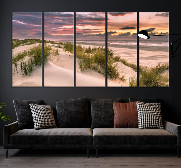 Tropical Beach Ocean Sunset Canvas Wall Art Print Ready to Hang