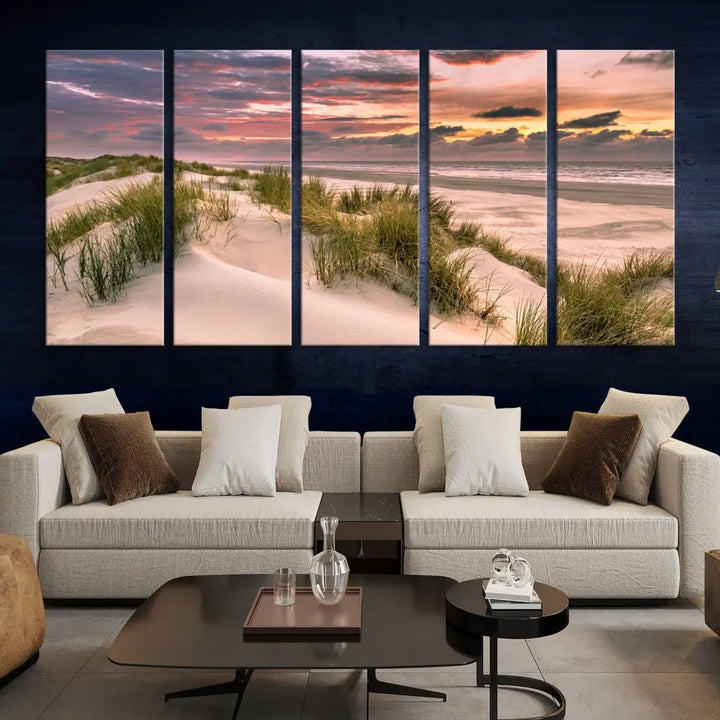 Tropical Beach Ocean Sunset Canvas Wall Art Print Ready to Hang