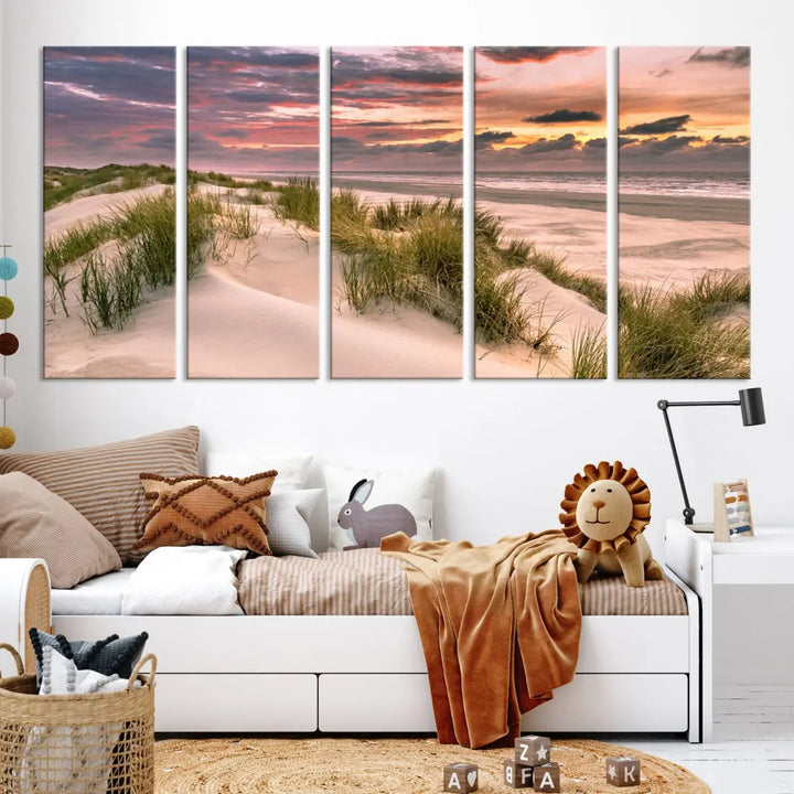 Tropical Beach Ocean Sunset Canvas Wall Art Print Ready to Hang