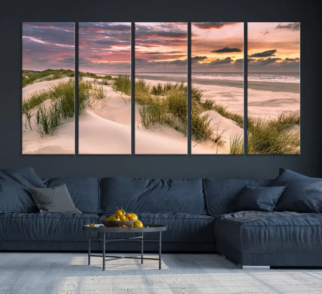 Tropical Beach Ocean Sunset Canvas Wall Art Print Ready to Hang