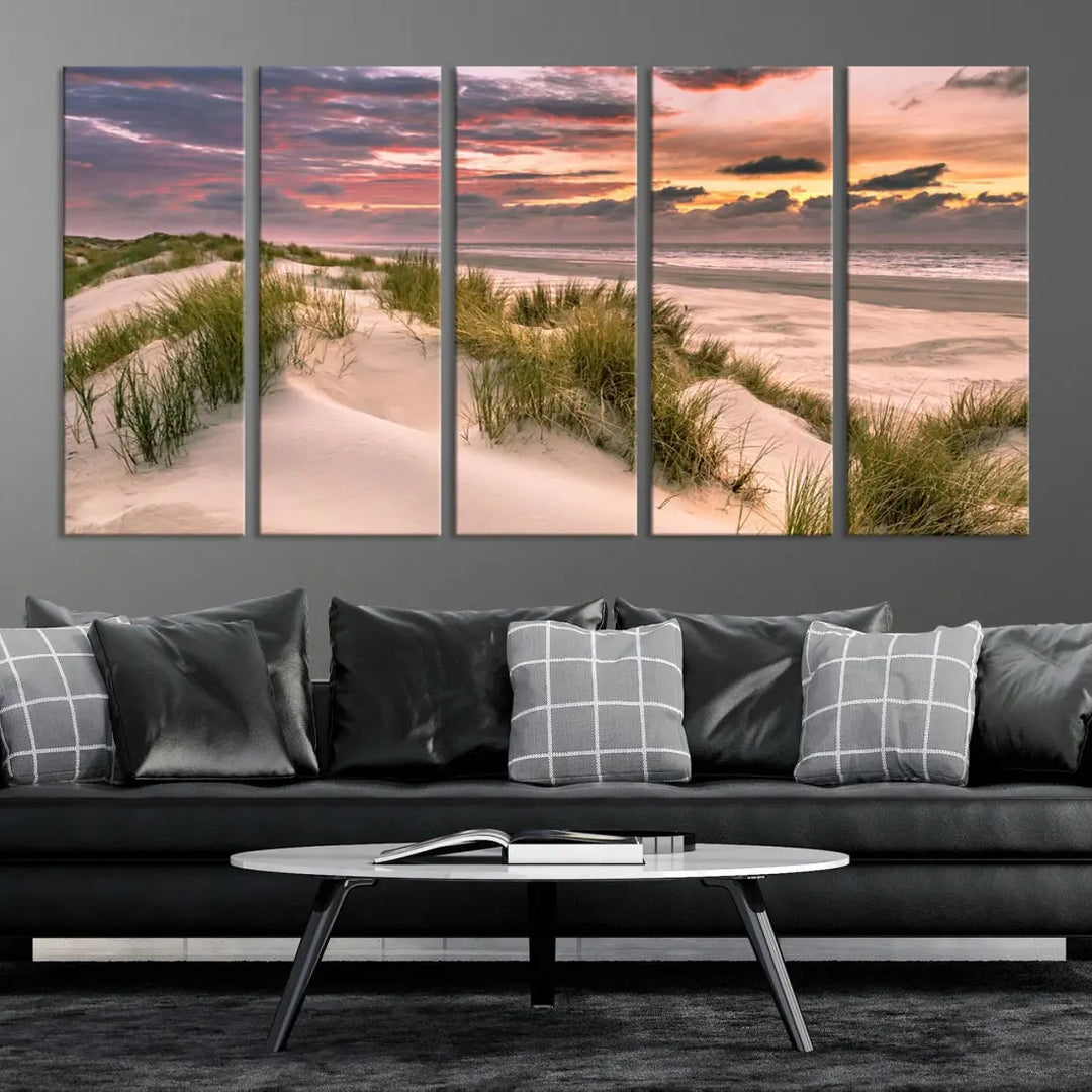 Tropical Beach Ocean Sunset Canvas Wall Art Print Ready to Hang