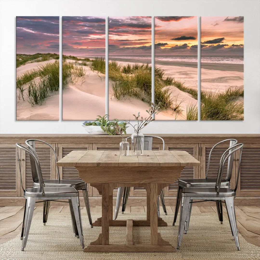 Tropical Beach Ocean Sunset Canvas Wall Art Print Ready to Hang