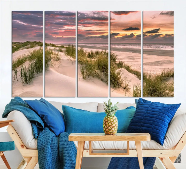 Tropical Beach Ocean Sunset Canvas Wall Art Print Ready to Hang