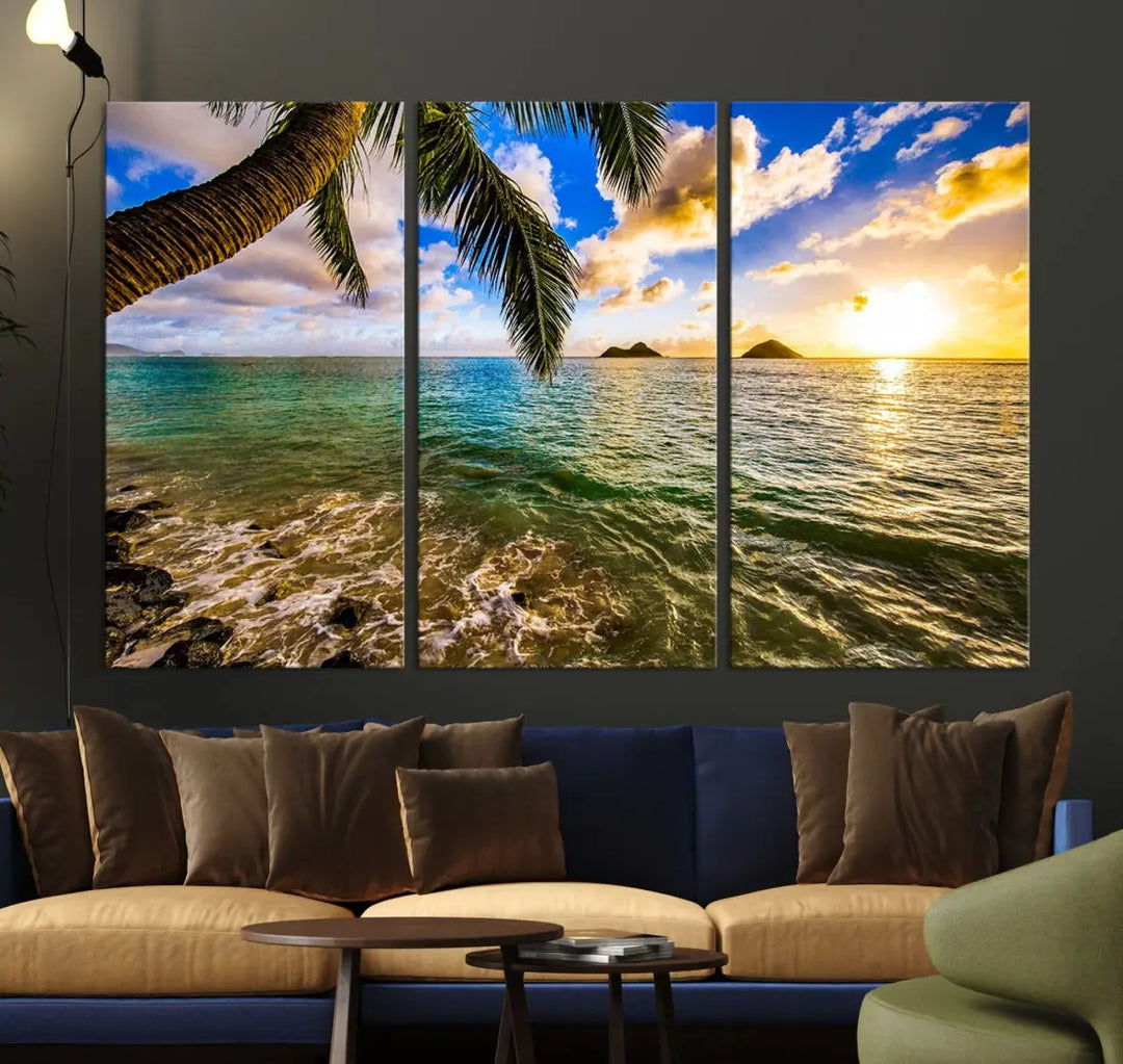 Tropical Beach at Sunset Large Wall Art Canvas Print Office Living Room Decor