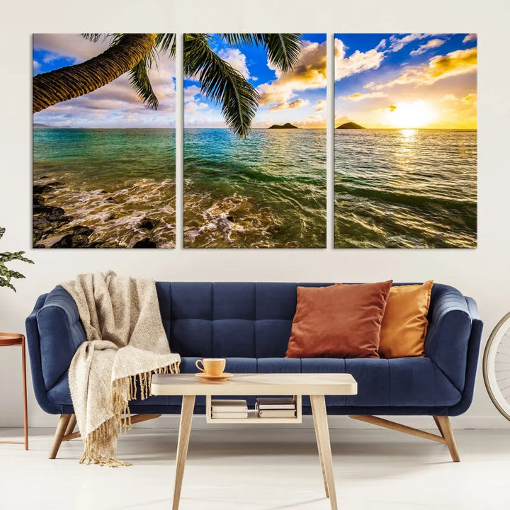 Tropical Beach at Sunset Large Wall Art Canvas Print Office Living Room Decor