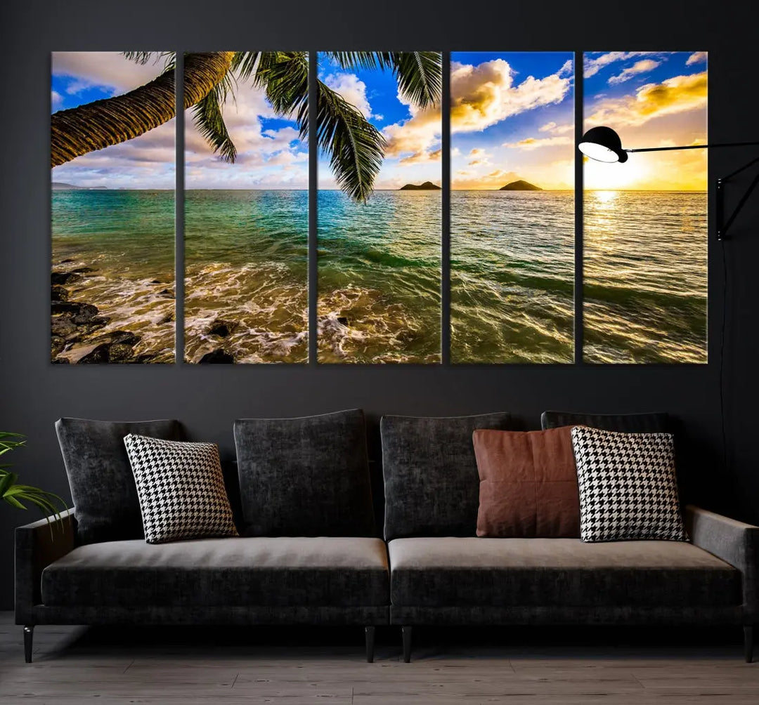 Tropical Beach at Sunset Large Wall Art Canvas Print Office Living Room Decor