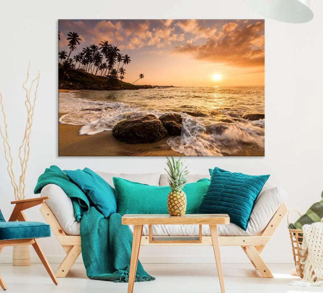 Tropical Island and Sunset Landscape Giclee Print Large Canvas Wall Art