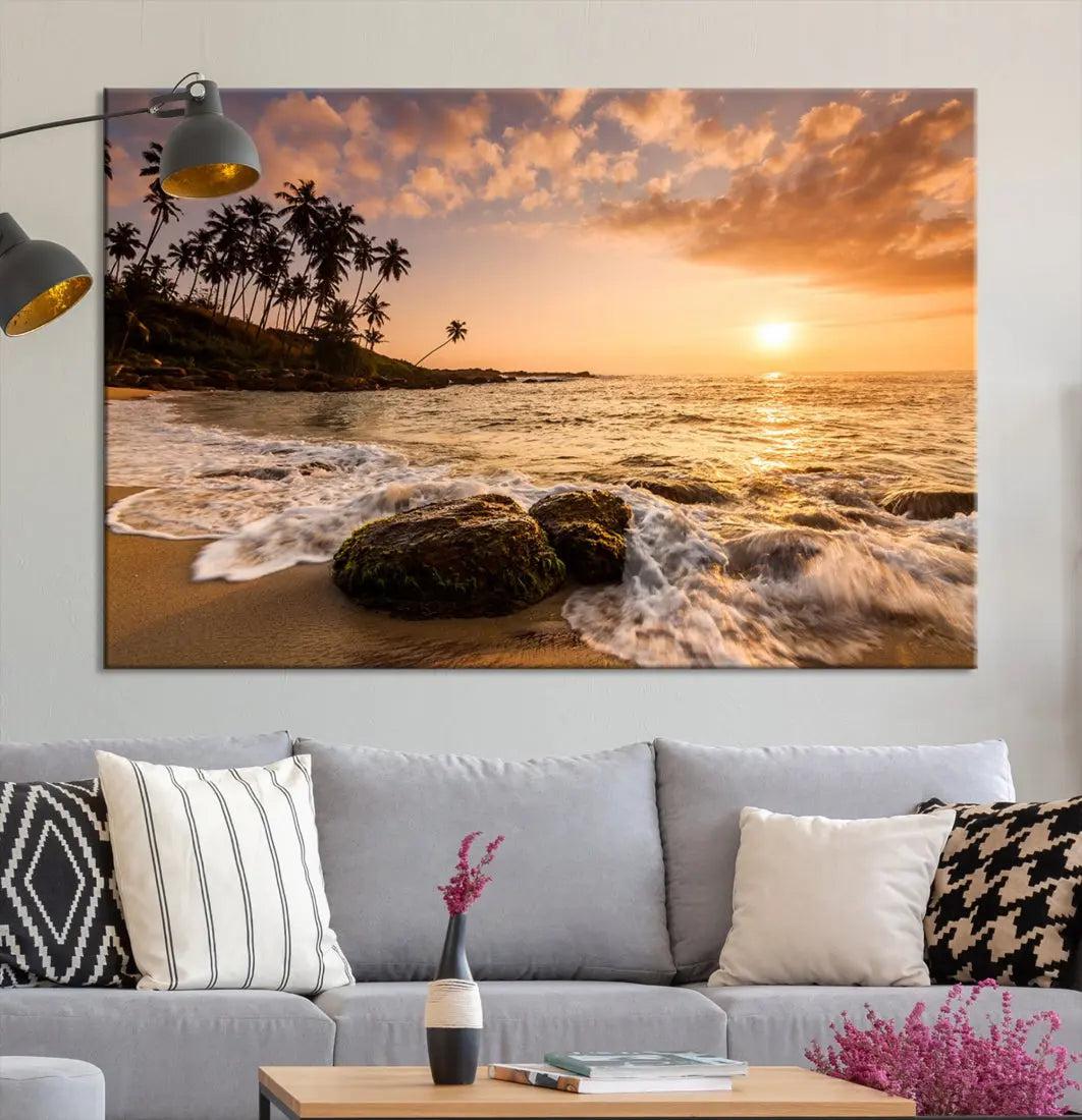 Tropical Island and Sunset Landscape Giclee Print Large Canvas Wall Art