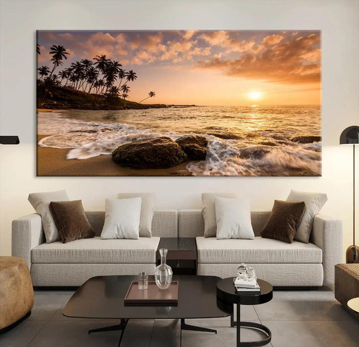 Tropical Island and Sunset Landscape Giclee Print Large Canvas Wall Art