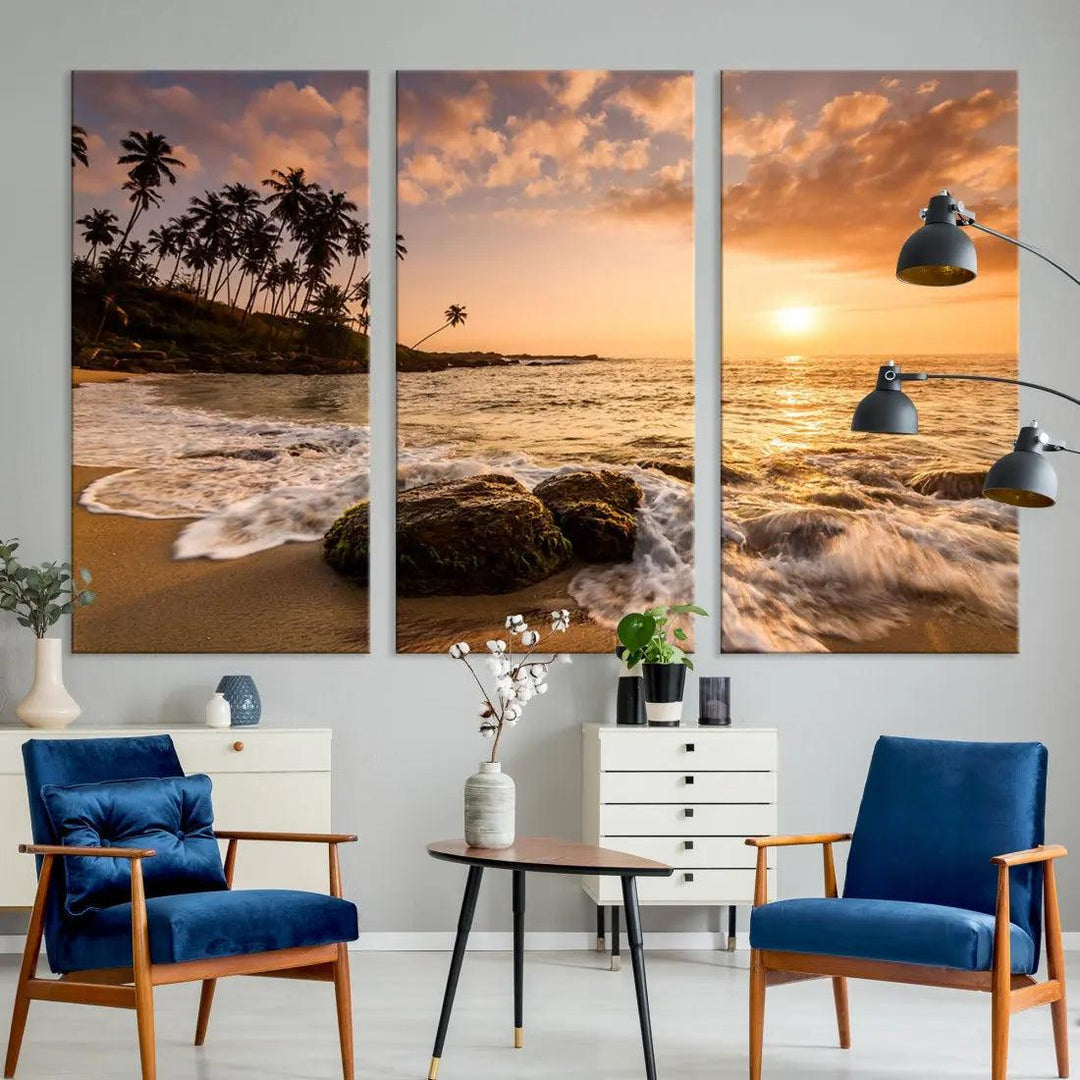 Tropical Island and Sunset Landscape Giclee Print Large Canvas Wall Art