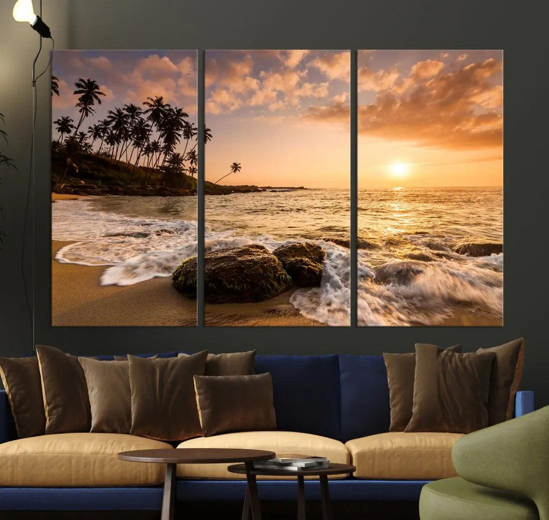 Tropical Island and Sunset Landscape Giclee Print Large Canvas Wall Art