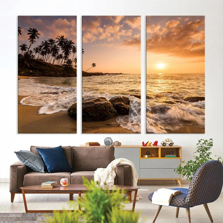 Tropical Island and Sunset Landscape Giclee Print Large Canvas Wall Art