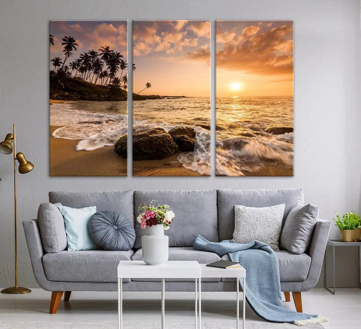 Tropical Island and Sunset Landscape Giclee Print Large Canvas Wall Art