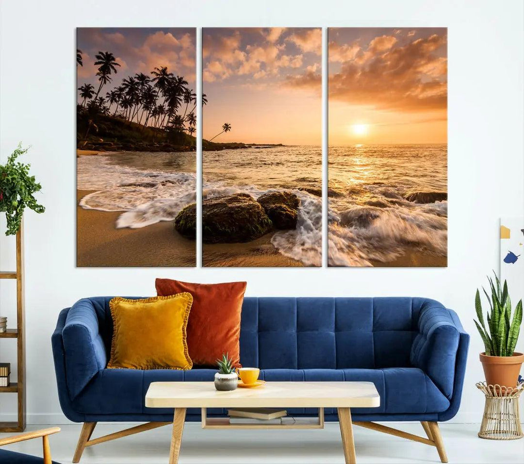 Tropical Island and Sunset Landscape Giclee Print Large Canvas Wall Art